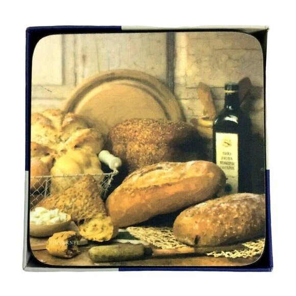 Pimpernel Artisanal Breads Coasters Set Of 6 Cork-Backed Drink Mats - Picture 2 of 4